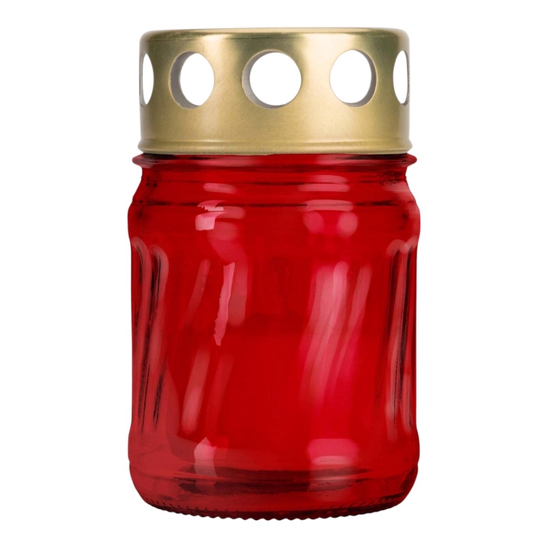 Bispol Hřbitovní svíčka sklo W002 červená (28ks/bal)