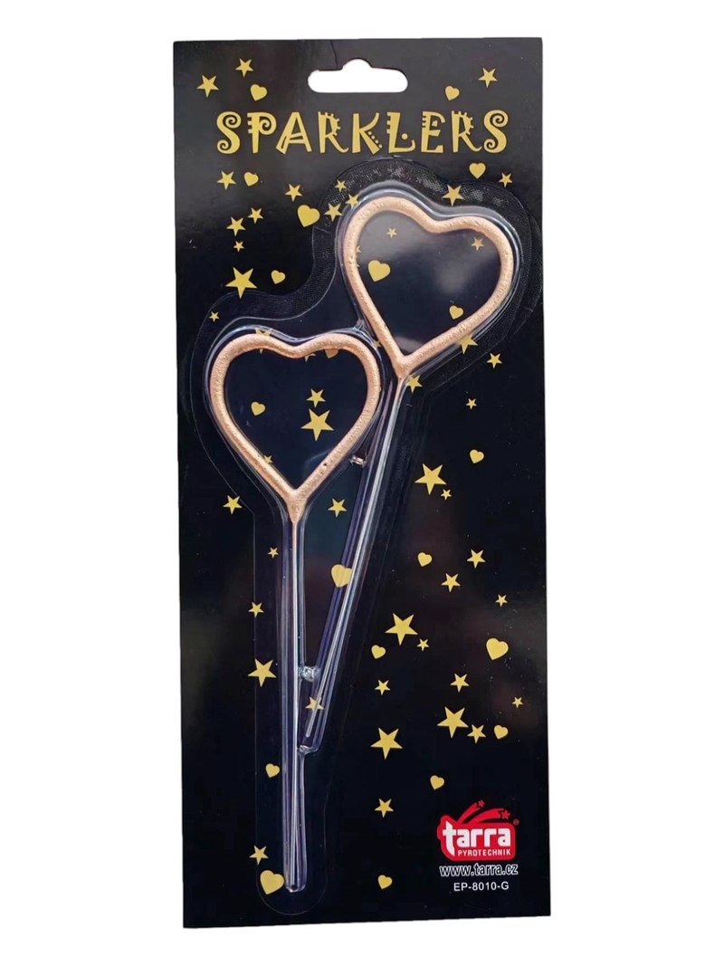 Prskavky srdce zlaté 16,5cm/2ks (12set/bal, 144set/krt)