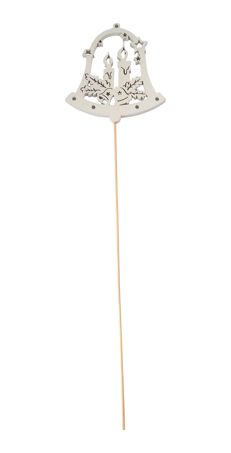 Zápich dřevo zvonek svíčky bílý 10cm (12ks/bal)