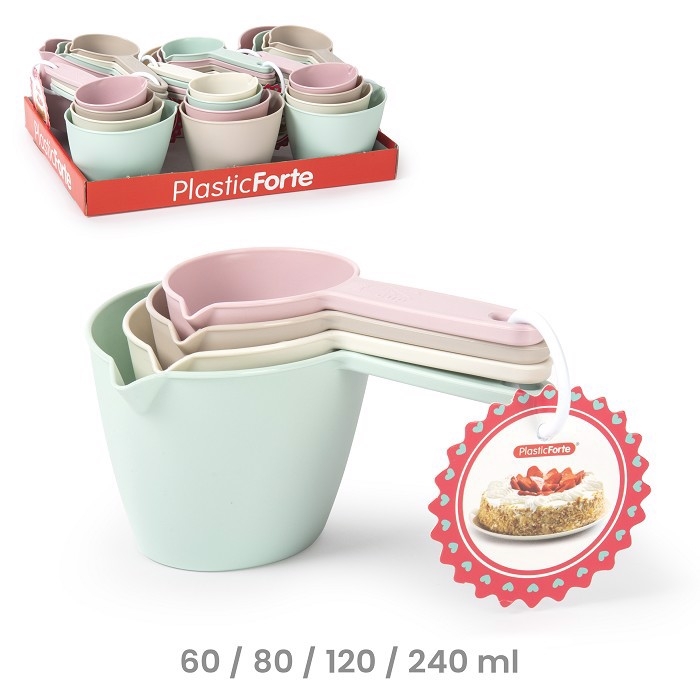 Plastic Forte Plastové odměrky sada 4ks 14,5x10,5x8,5cm 60/80/120/240ml (6sada/bal)