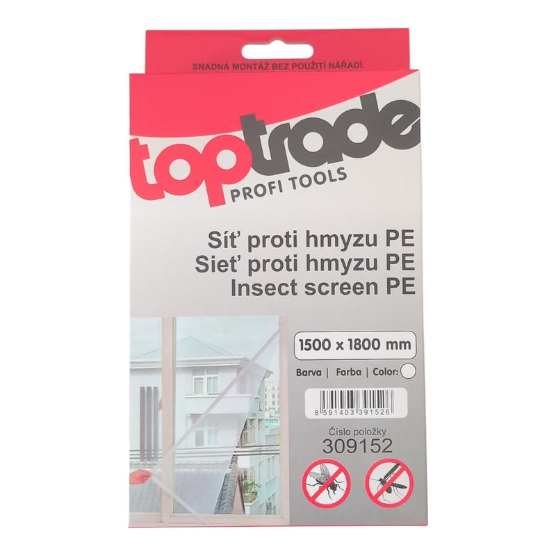 Síť proti hmyzu 1500x1800mm PE samolepící na suchý zip (100ks/krt)