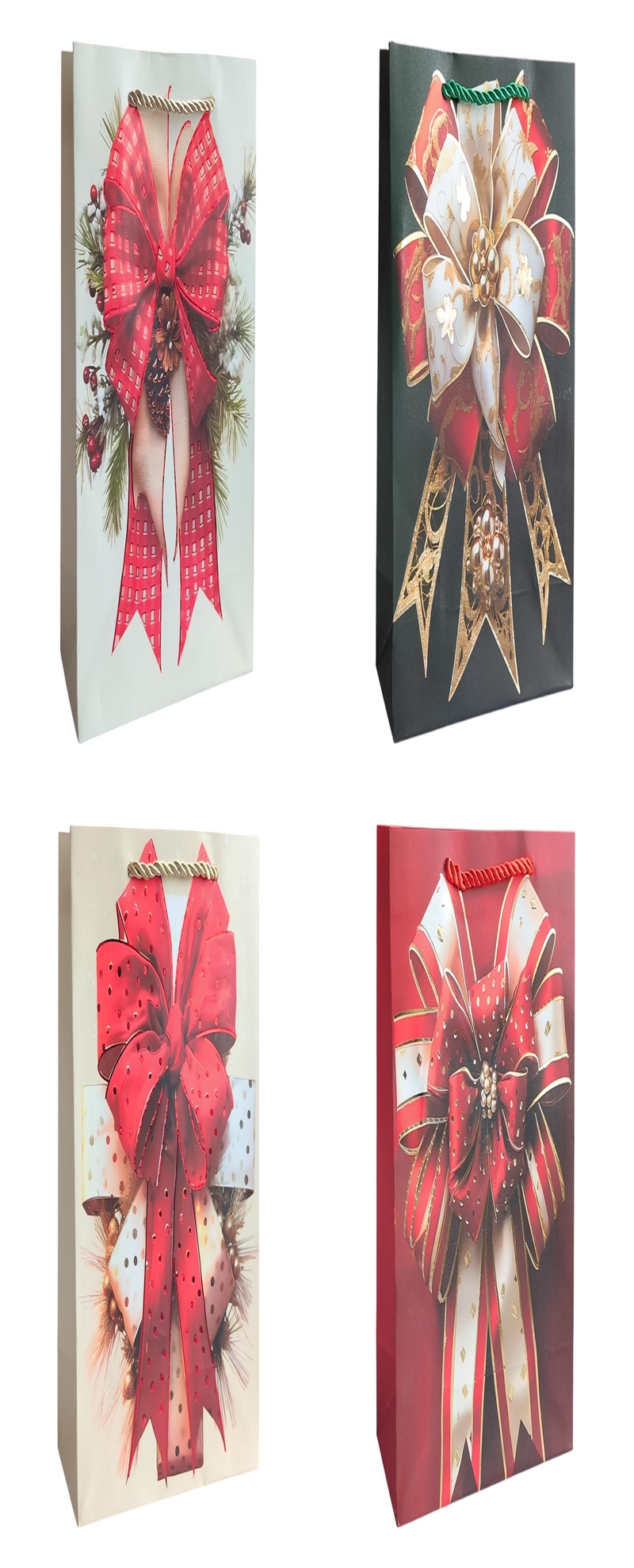 Dárková taška na láhve V - Kouzlo mašlí 12x35x9cm (12ks/bal,600/krt)