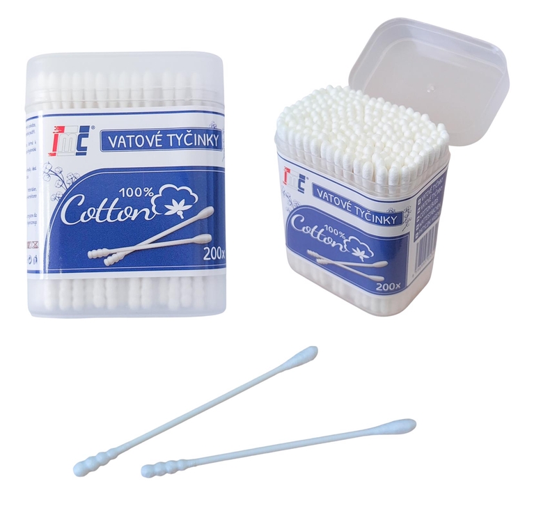Vatové tyčinky - tenké 200ks (12sad/bal, 240/krt)