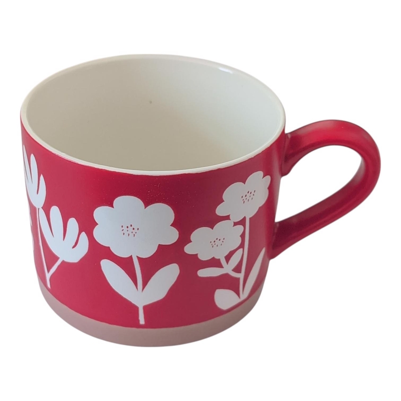 Porcelánový hrnek 450ml - Červené květiny (12ks/bal, 48ks/krt)