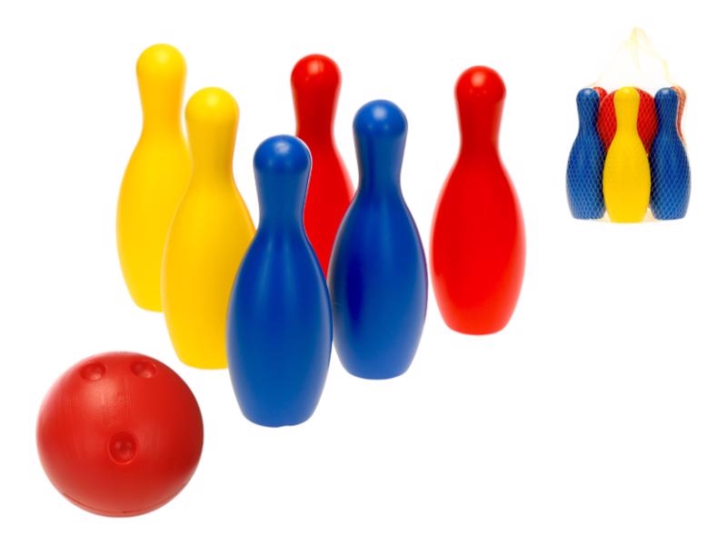 Kuželky 6ks 19cm s míčkem 10+ v sítce