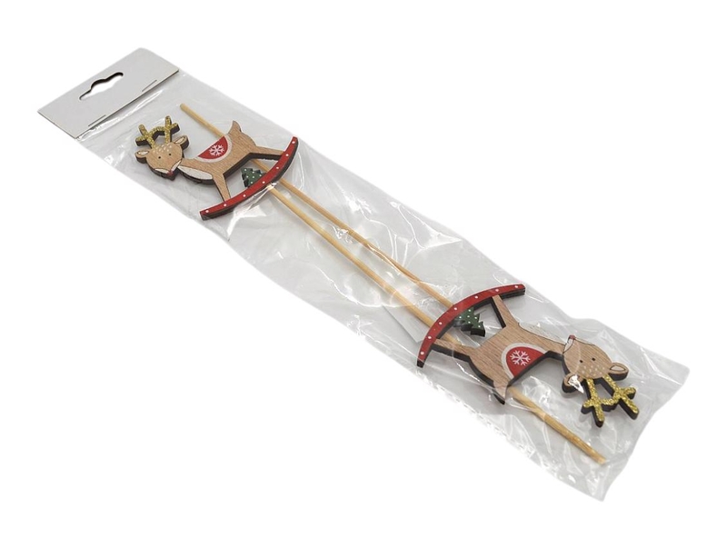 Zápich houpací sob+ stromek 2ks - dřevo 8cm (24set/bal)