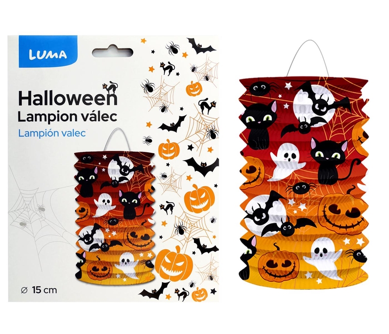 Lampion 15cm válec HALLOWEEN strašidla (10ks/bal)