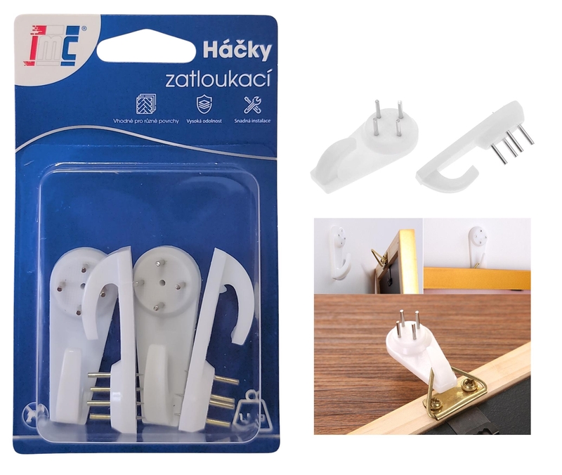 Háčky zatloukací 51x21mm 4ks (12sad/bal,288/krt)