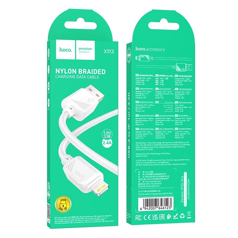 Beneficio nabíjecí datový kabel 1m Lightning USB BÍLÝ (310ks/krt)