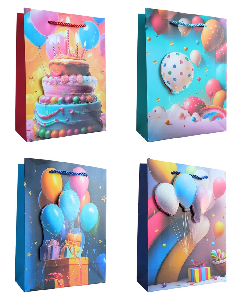 Dárková taška - Narozeninová radost 26x32x10cm (12ks/bal,480/krt)