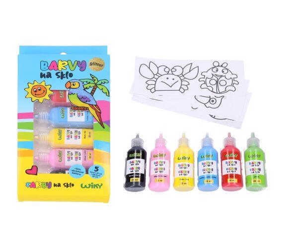 Sada barvy na sklo glitter 5+1ks 22ml
