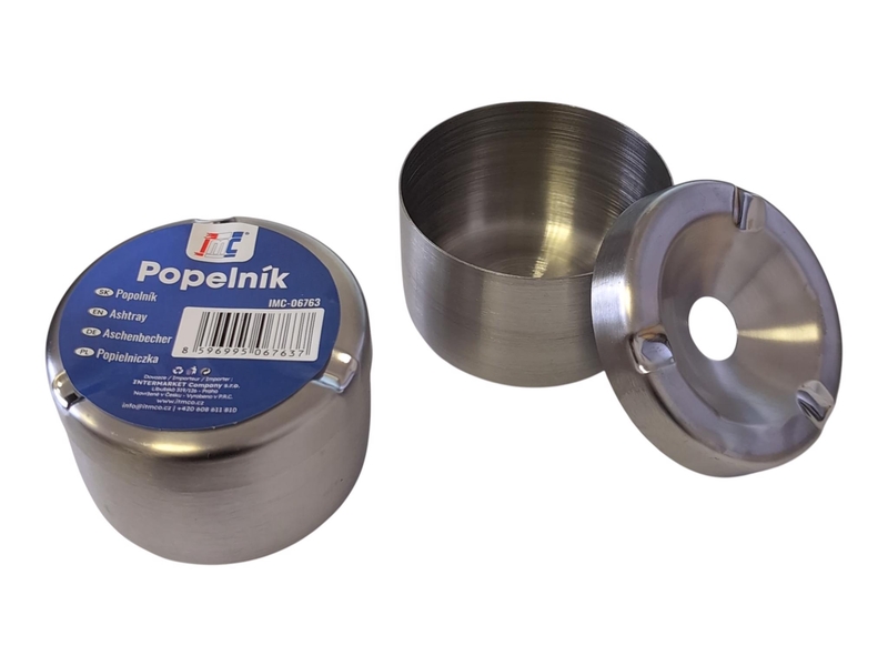 Popelník se zásobníkem nerezový 8cm (6ks/bal, 144/krt)
