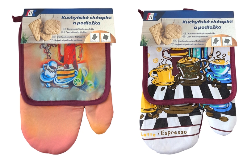 Kuchyňská chňapka a podložka Retro Café (12sad/bal,240/krt)