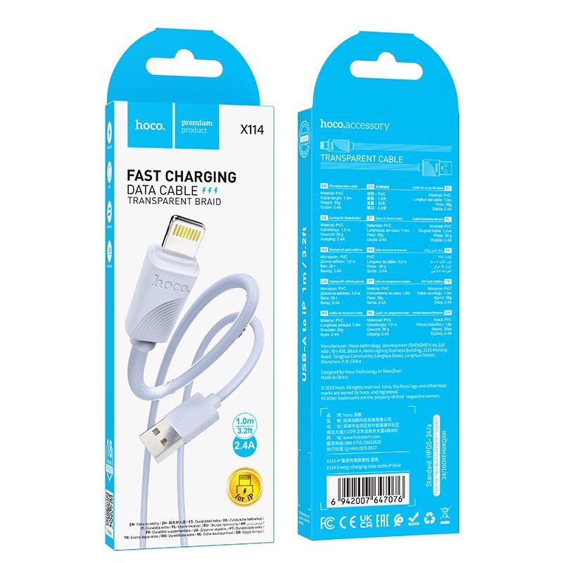 Energy nabíjecí datový kabel 1m na Lightning USB MODRÝ (310ks/krt)