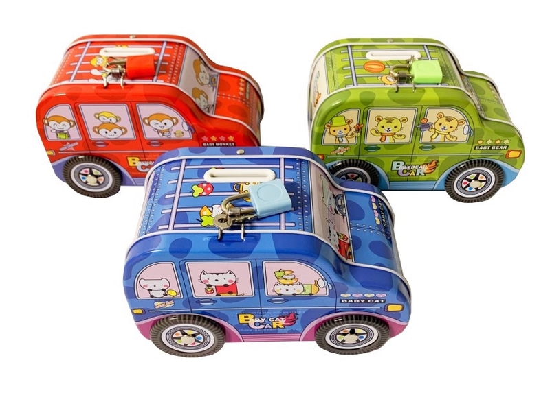 Pokladnička plechová se zámkem Baby Cat Car (60ks/bal) (120ks/krt)
