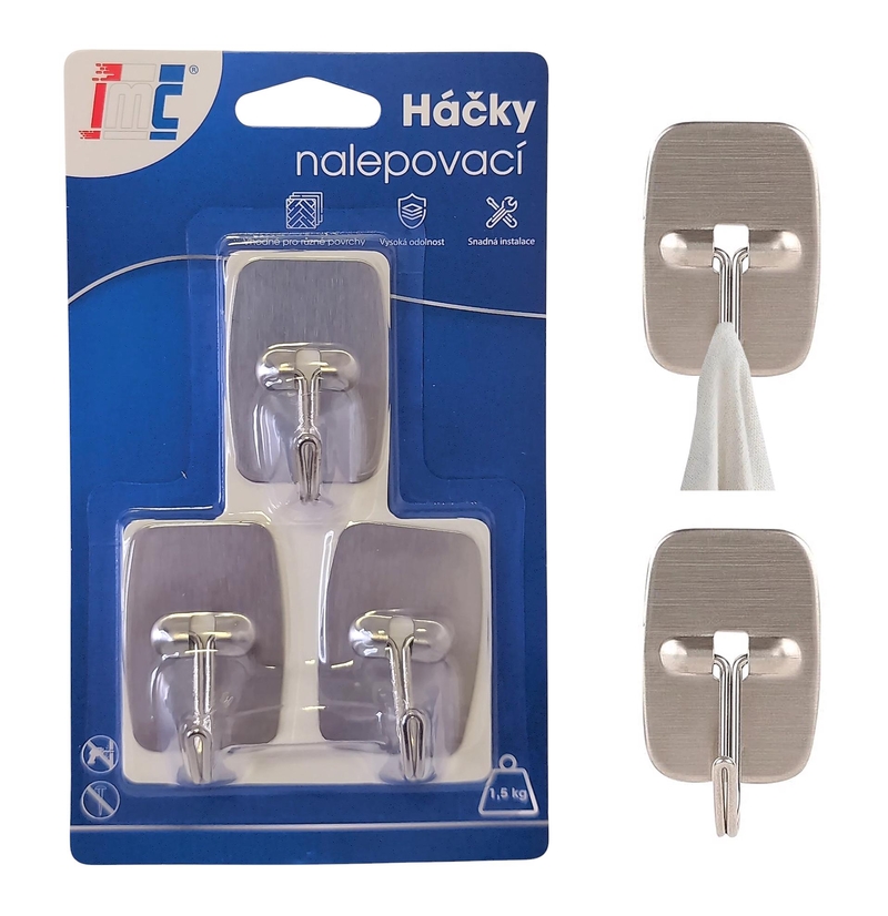 Háčky nalepovací 44x32mm 3ks (12sad/bal,288/krt)