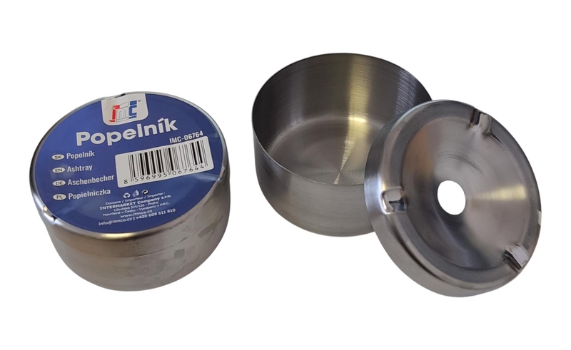 Popelník se zásobníkem nerezový 10cm (6ks/bal,144/krt)