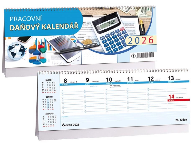 Stolní kalendář 2026 ARIA E 340x120mm - Plánovací + daňové kalendárium (10ks/bal) 50/krt