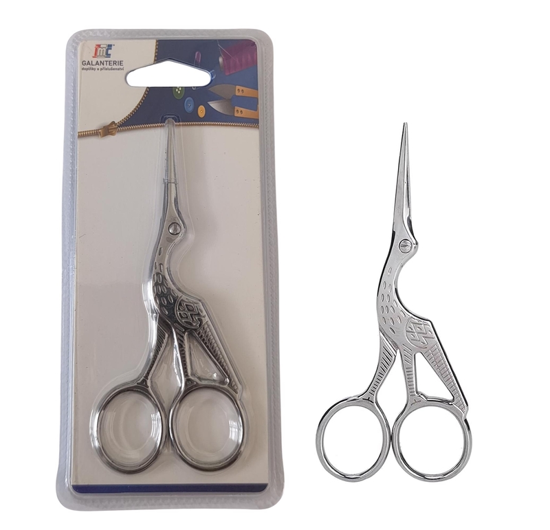 Nůžky nerezové - Stříbrný čáp 15cm (12ks/bal,240/krt)