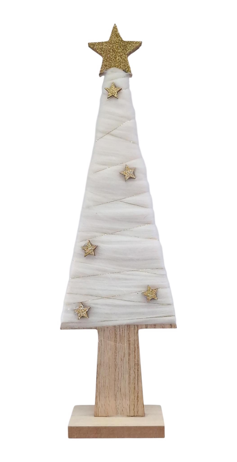 Stromek dřevo s vlnou+hvězdy 31cm